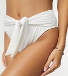 Ivory Rose Fuller Bust High Waist Bow Bikini Bottom In White Rib