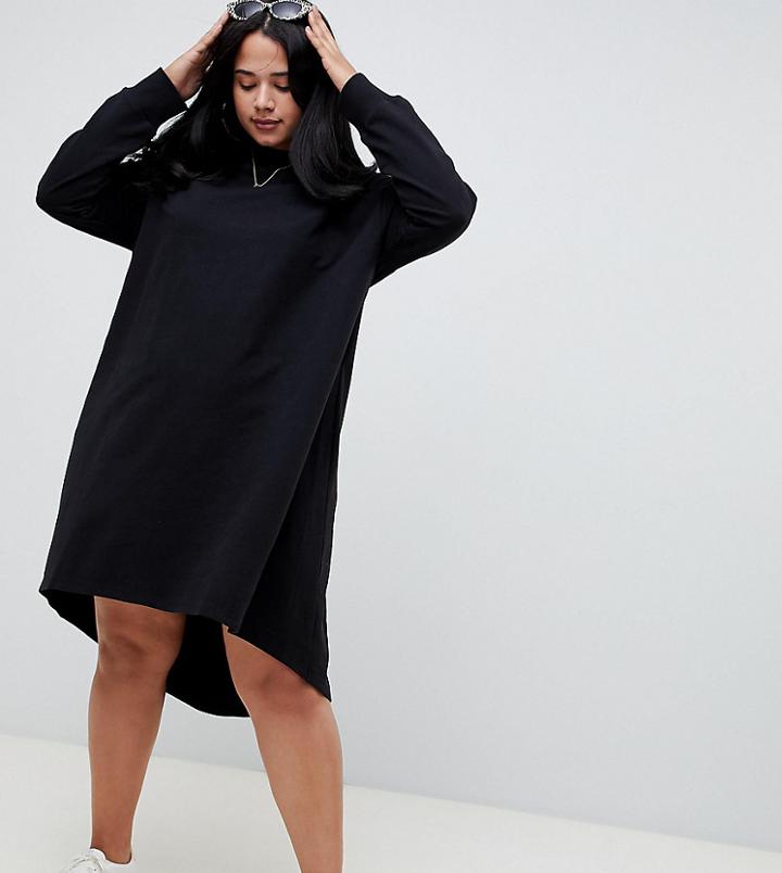 Asos Design Curve Swing Sweat Dress - Black