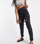 New Look Tall Ripped Mom Jean In Black