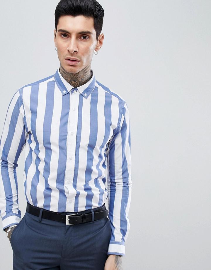 Process Black Thick Stripe Shirt - Navy