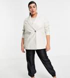 Vero Moda Curve Croc Leather Look Blazer In Cream-white