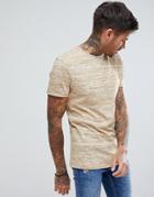 Asos Muscle T-shirt In Lightweight Knitted Jersey With Roll Sleeve In Tan - Tan