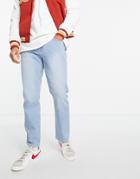 Asos Design Original Fit Jeans In Vintage Light Wash Blue Containing Hemp-blues