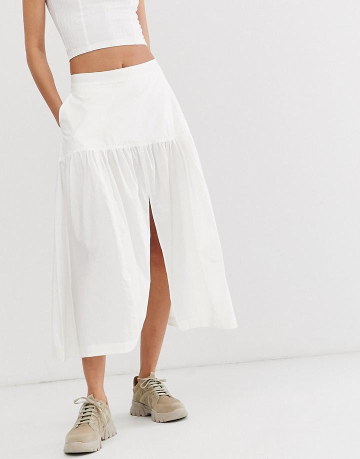 Weekday Limited Edition Poplin Skirt In White - White