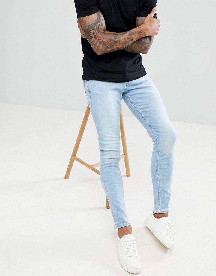 River Island Skinny Stretch Jeans In Light Wash Blue - Blue