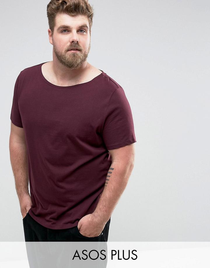 Asos Plus T-shirt With Boat Neck - Red
