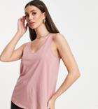 Asos Design Tall Ultimate Tank Top With Scoop Neck In Cotton Blend In Rose - Pink