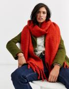 Asos Design Extra Long Fluffy Scarf With Tassels In Red