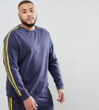 Only & Sons Plus Sweatshirt With Track Stripe - Navy