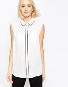 Asos Sleeveless Blouse With Contrast Piping - Multi
