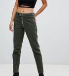Missguided Riot High Rise Mom Jean In Khaki - Green