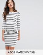 Asos Maternity Tall Twin Stripe Bodycon Dress - White