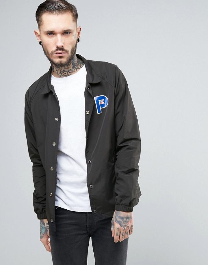 Penfield Howard Coach Jacket Nylon P Logo In Black - Black