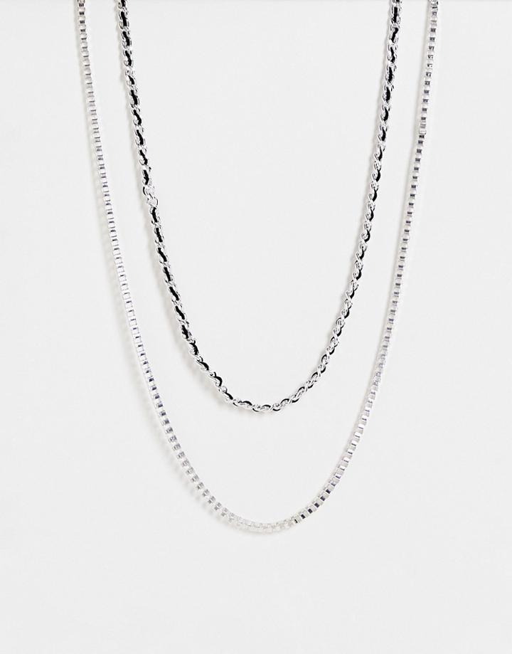 Bolongaro Trevor Woven Chain Necklace Two Pack In Black And Silver