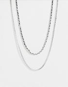 Bolongaro Trevor Woven Chain Necklace Two Pack In Black And Silver