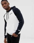 Hollister Back Color Block Logo Hoodie In White/black - White