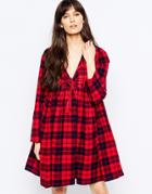 D.ra Hawke Checked Dress With Tassle Tie - Red Plaid