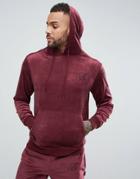 Ascend Muscle Fit Velour Hoodie - Red