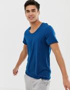 Selected Homme T-shirt With Scoop Neck - Blue