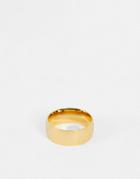 Asos Design Stainless Steel Band Ring In Greek Wave In Gold Tone