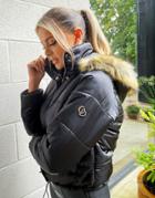Odolls Collection Padded Jacket With Faux Fur Trim Hood In Black-blues