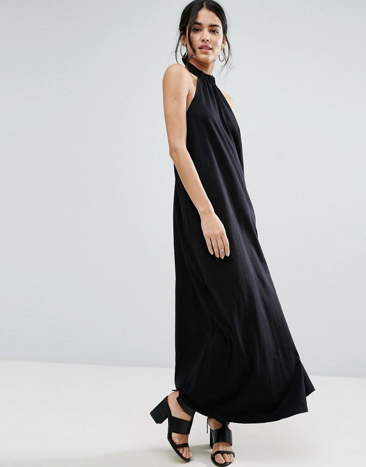 Asos Halter Swing Maxi Dress - Black