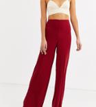 Asos Design Tall Wide Leg Pants With Clean High Waist-red
