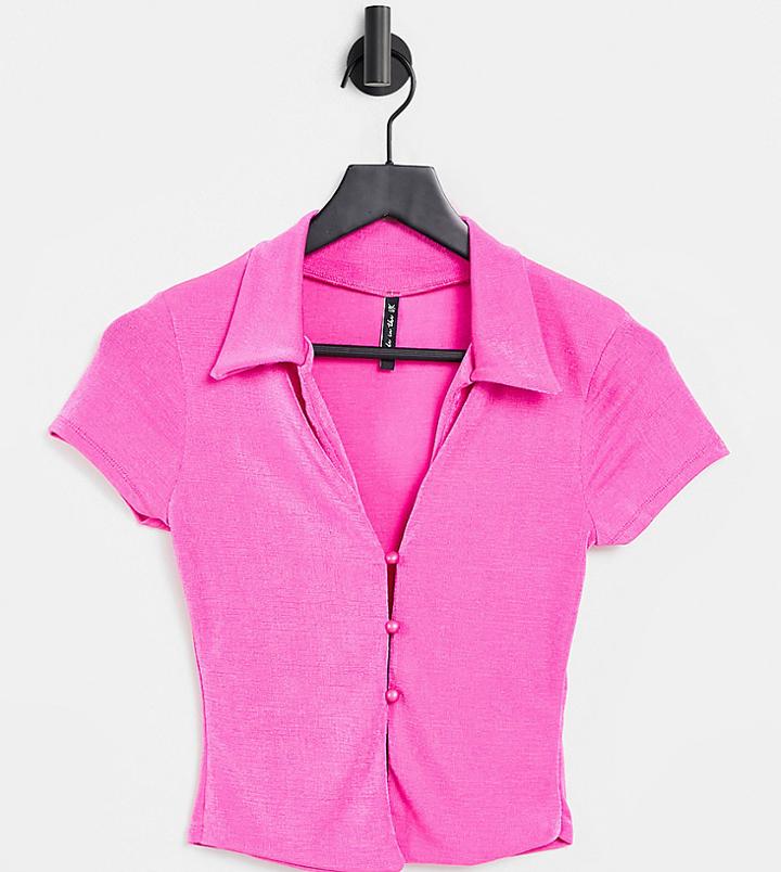 Asyou Short Sleeve Fitted Shirt In Pink