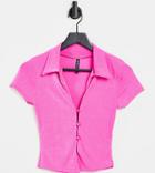Asyou Short Sleeve Fitted Shirt In Pink
