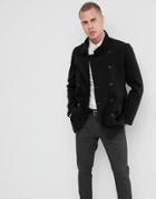 New Look Wool Military Coat In Navy - Navy