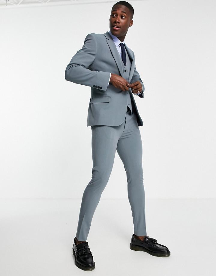 Asos Design Super Skinny Suit Pants In Muted Blue-blues