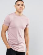 Asos Longline Muscle T-shirt With Crew Neck In Pink Marl - Chalk Rose Marl