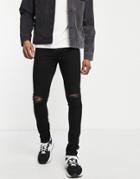 Dr Denim Chase Ripped Skinny Jeans In Black