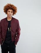 Alpha Industries Ma1-tt Bomber Jacket Slim Fit In Dark Maroon - Red