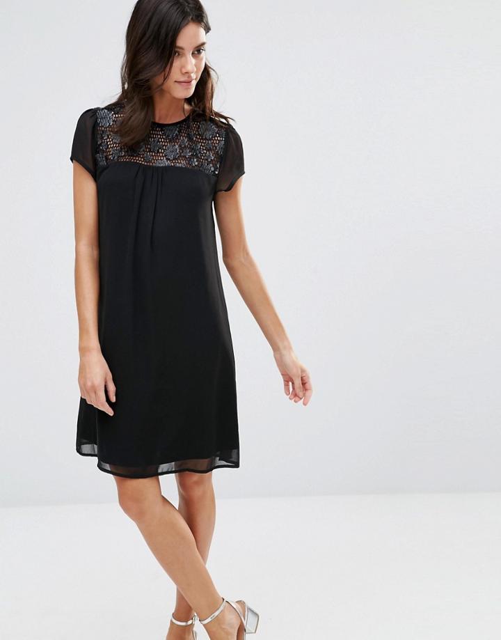 Pussycat London Dress With Lace Insert - Black