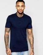 Asos Extreme Muscle Jersey Polo In Navy - Navy