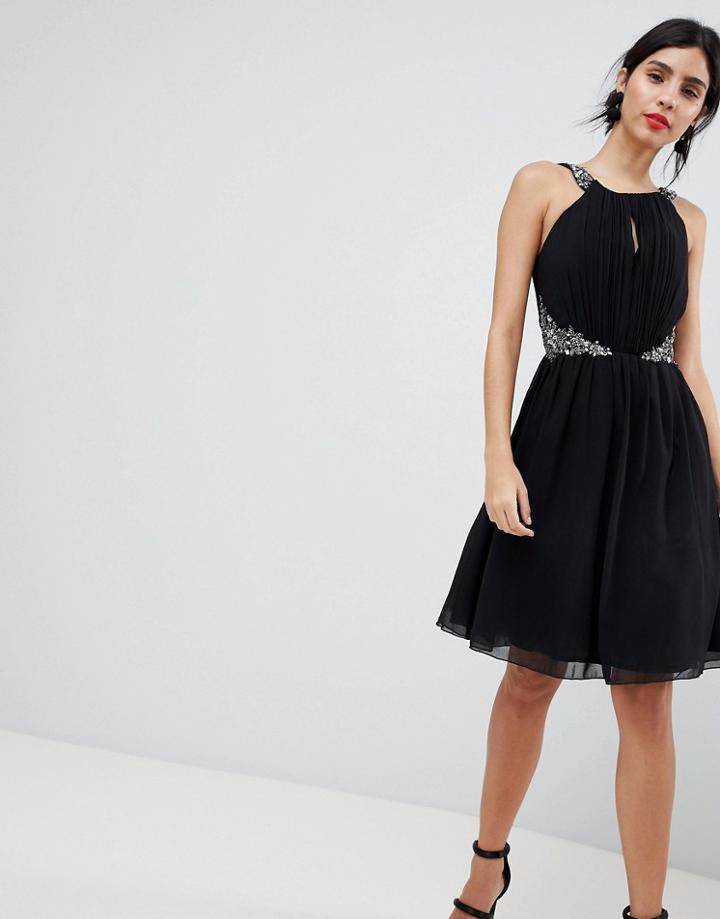 Little Mistress Keyhole Jewel Prom Dress - Black