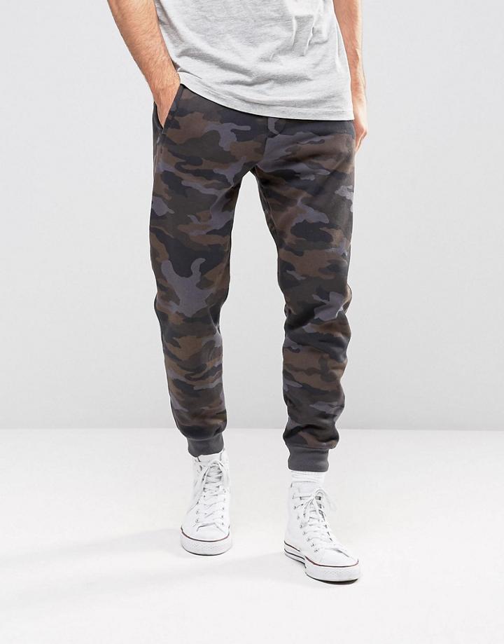 Pull & Bear Skinny Joggers In Blue Camo - Blue