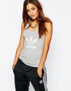 Adidas Originals Skinny Tank Top With Trefoil Logo - Medium Gray Heather