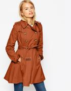 Asos Trench With Utility Detail In Skater Fit - Rust