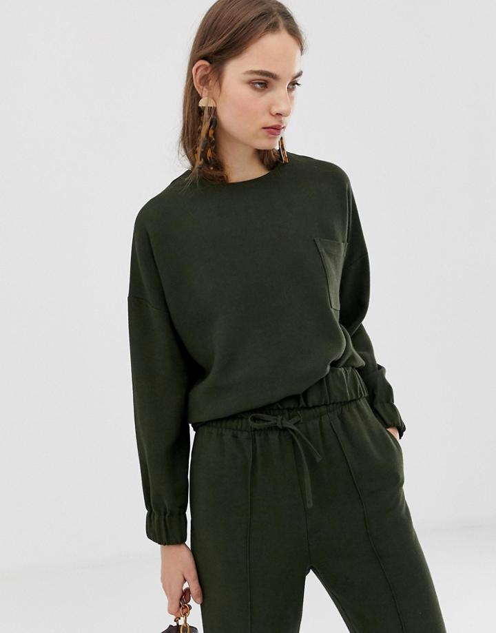 Asos White Melange Two-piece Woven Sweatshirt-green