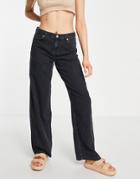 Topshop Low-rise Baggy Jean In Washed Black