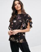 Y.a.s Canto Frill Top - Black