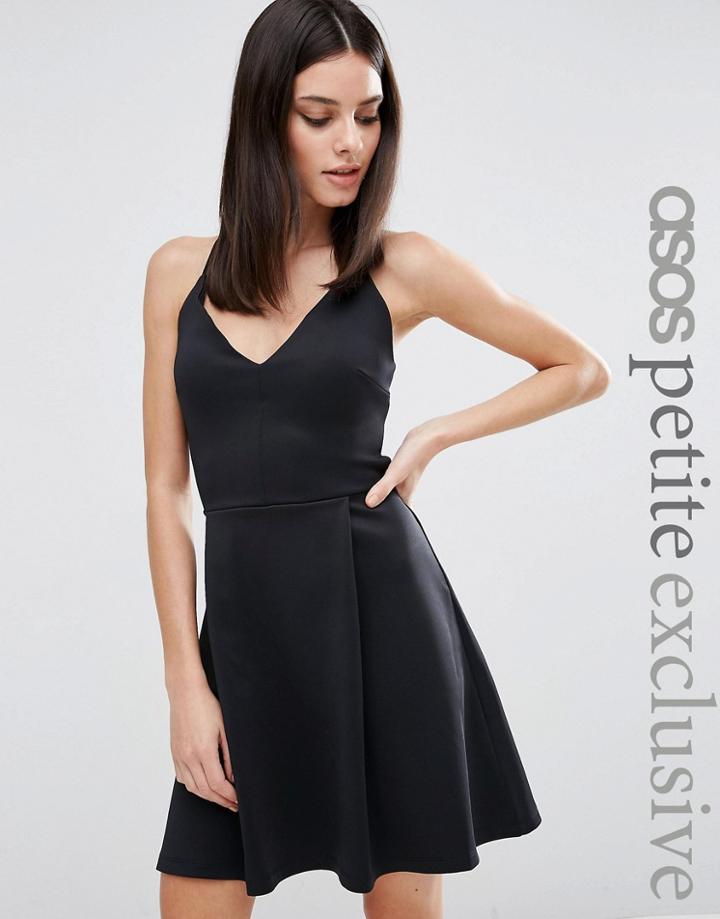 Asos Petite Scuba Strappy Prom Dress - Black