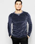Scotch & Soda Crewneck T-shirt In Velor - Navy