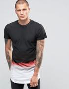 Religion Longline T-shirt With Curved Hem And Gradient Paint Detail - Red