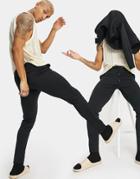 Asos Design Super Skinny Smart Pants In Black Jersey With Drawcord Waistband