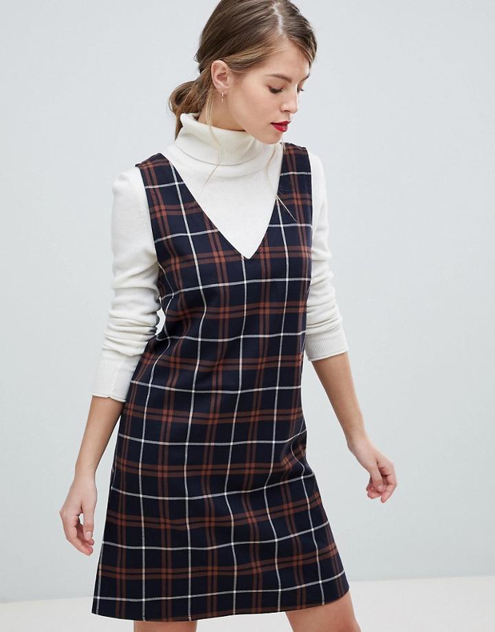 Vila Check Dress - Navy