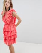 Y.a.s Ruffle Lace Up Mini Dress - White