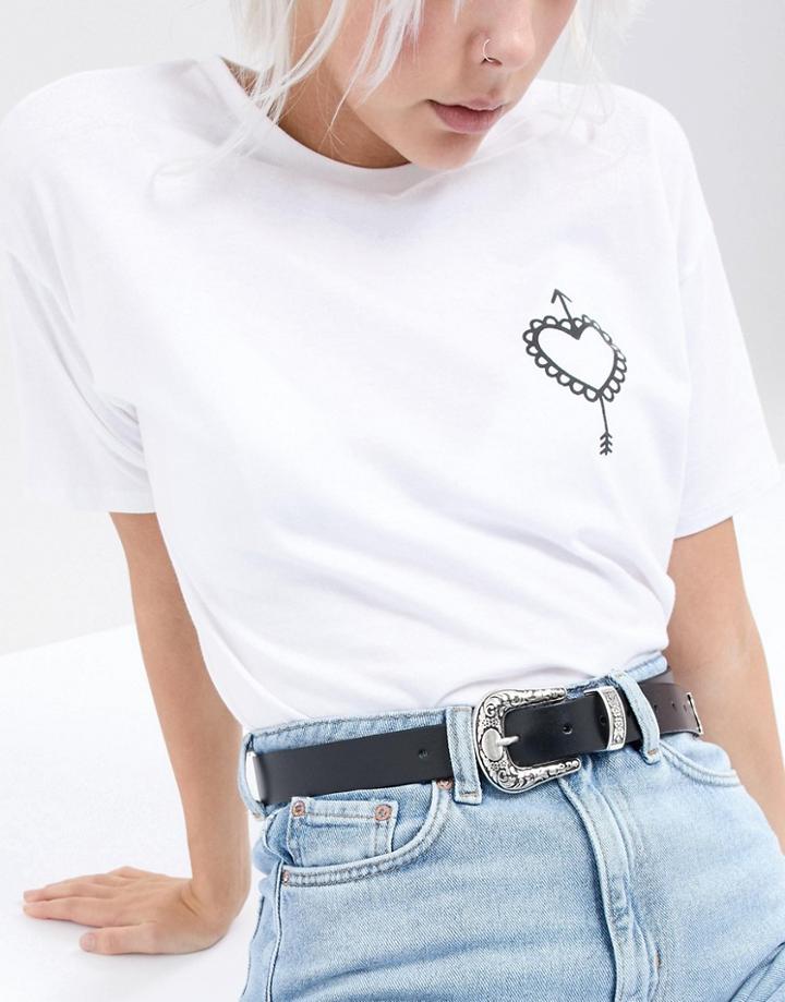 Asos Design Leather Western Tip Waist And Hip Belt - Black